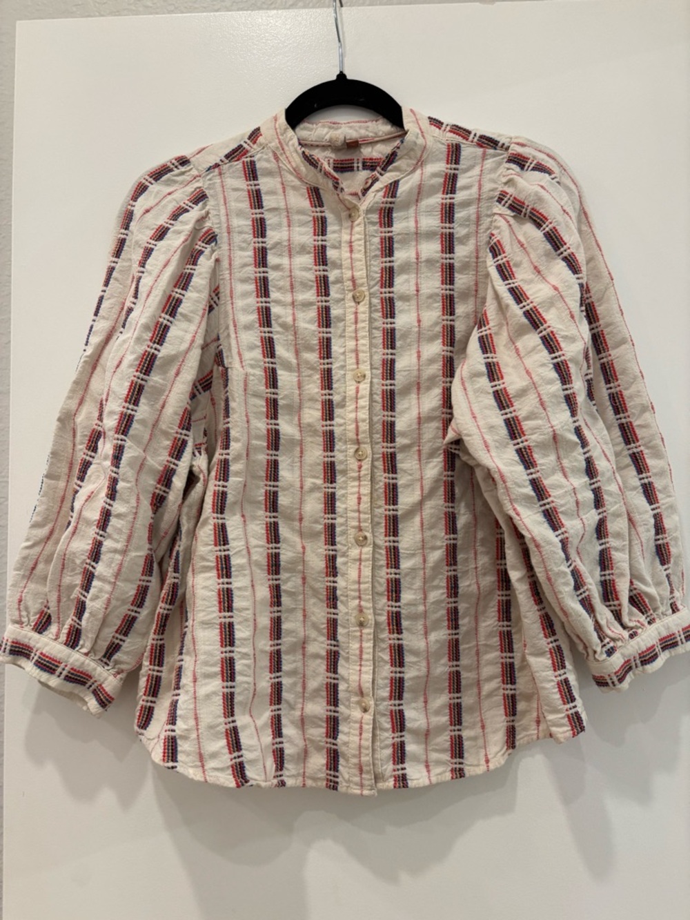 Anthropologie Pilcro Button-Front Plaid Peasant Gypsy Top boho chic festival